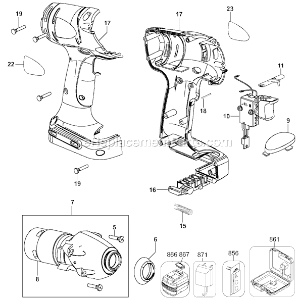 Page A Diagram and Parts List for FS1202ID Type 1 Black and Decker Nailer